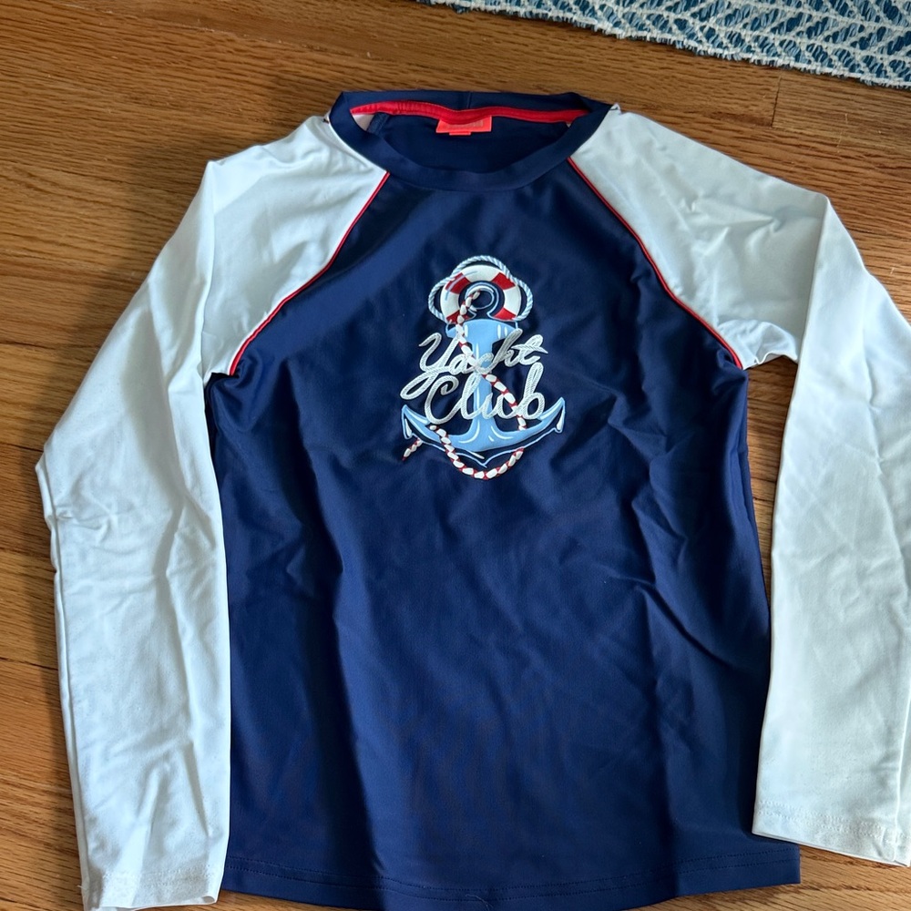 Danica Navy & White Kids Long-Sleeve Rashguard - Yacht Club; Size 7-8